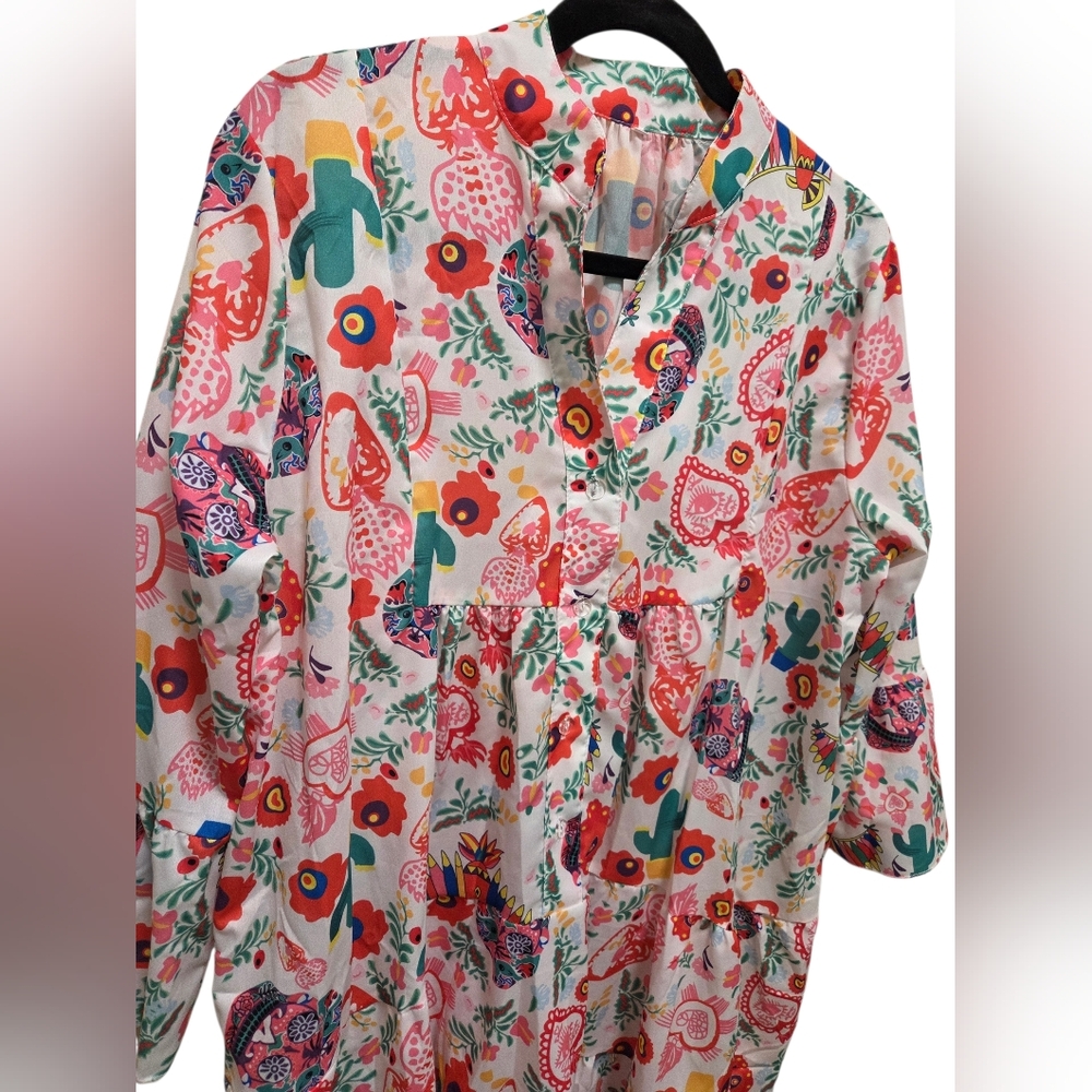 Boho Boutique Dress with Sugar Skulls And Flowets - Picture 3 of 4